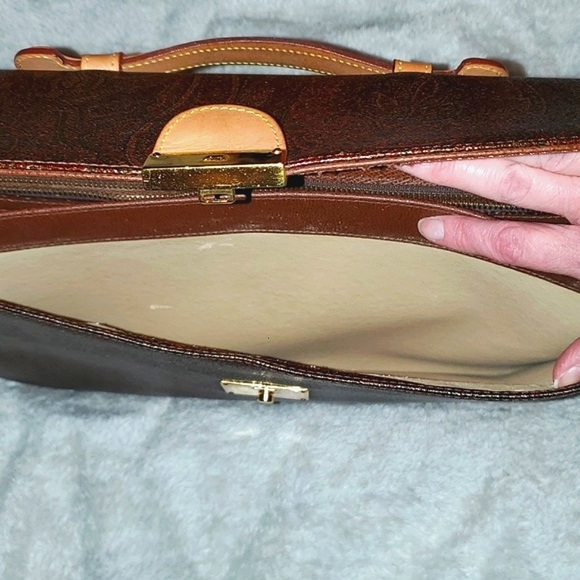 Etro Milano Paisley Bordeaux Briefcase with Lock and Key - Picture 9 of 14